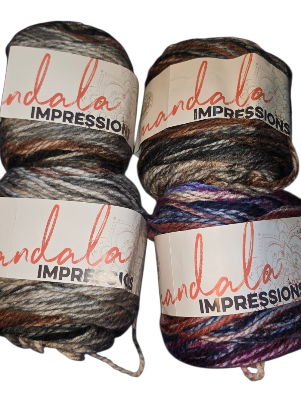 Impressions Mandala Variegated Yarn in Gray, Brown, Purple